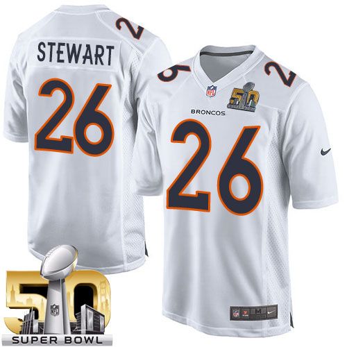 Nike Broncos #26 Darian Stewart White Super Bowl 50 Men's Stitched NFL Game Event Jersey - Click Image to Close